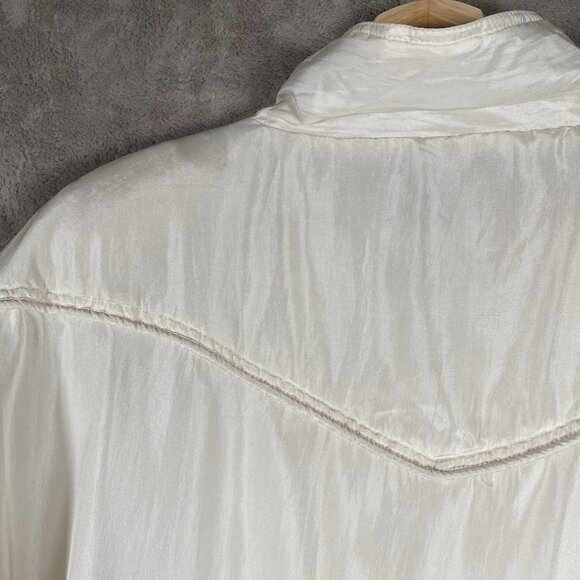 Vintage 80s 100% Silk Track Jacket XL Gold Embroidery Retro Bowling Roller Disco - Picture 10 of 14